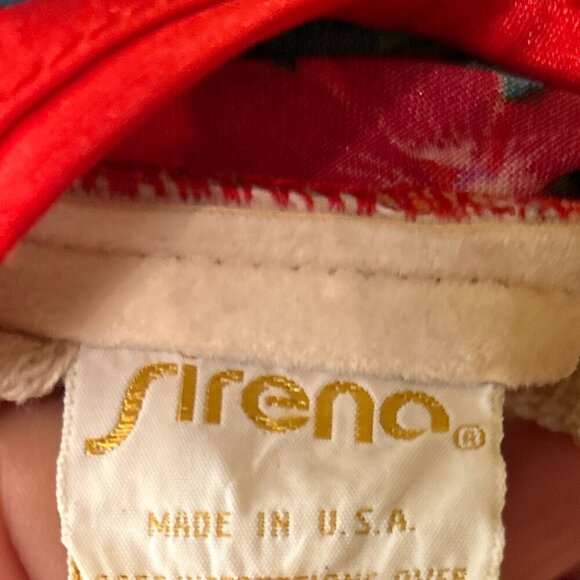 Sirena Vintage SZ 14 Red Tropical Print Tummy Control Swimsuit 80's Beach Swim - Picture 7 of 9